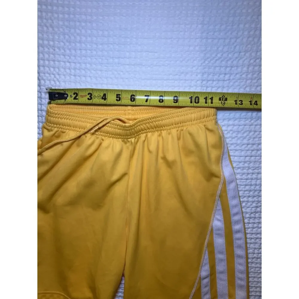 Adidas Clima Men’s Soccer Shorts Size S Yellow Gold White 3 Stripe Drawstring
